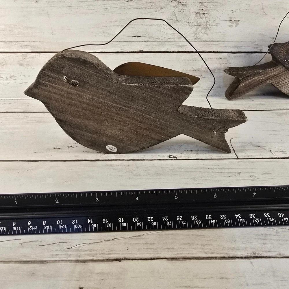 Rustic Wood Bird Wall Decor Set 3 Believe Pray Faith Farmhouse Primitive Brown
